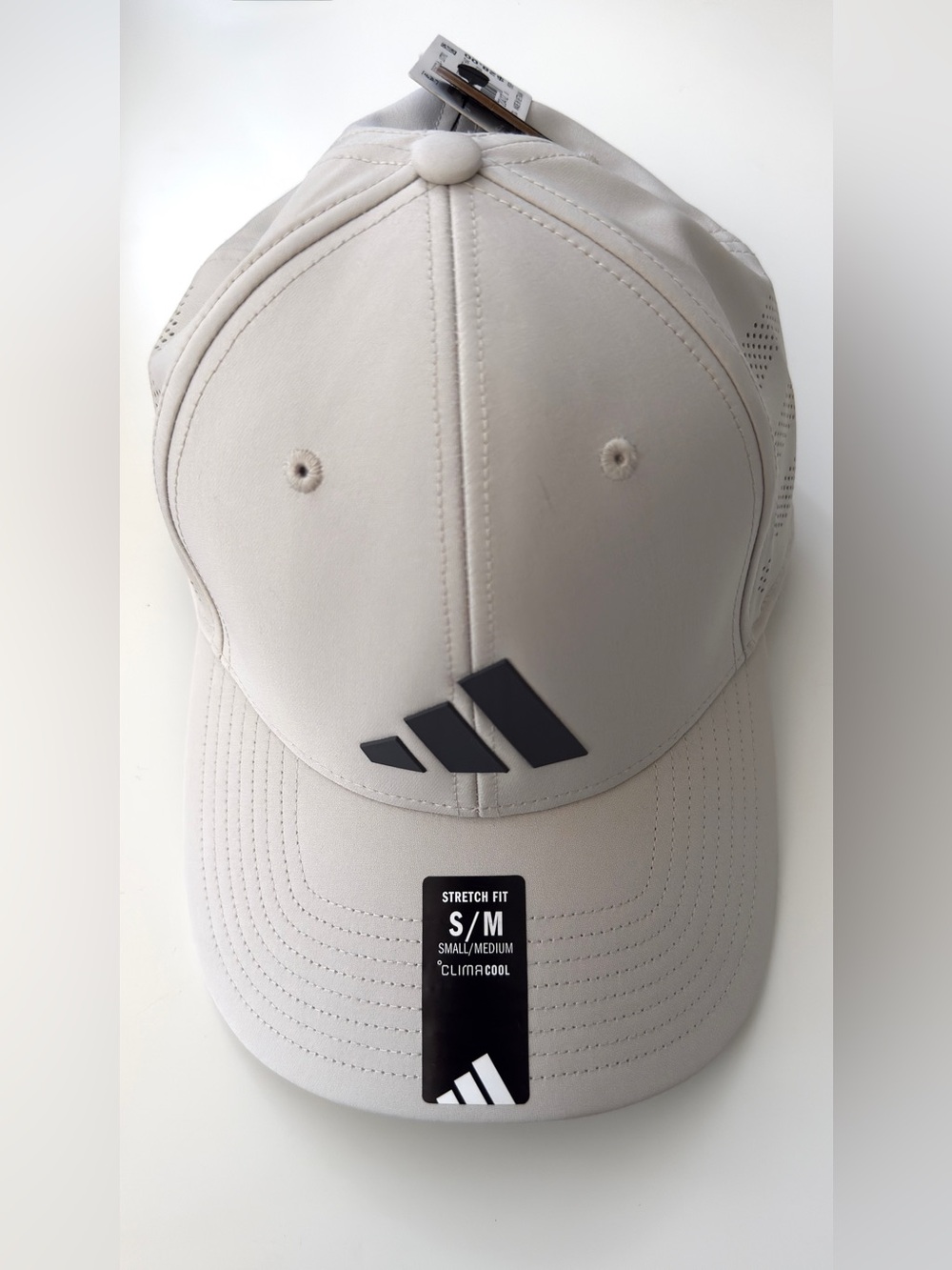 adidas Men's Stretch-Fit ClimaCool Cap - Light Beige with Black Logo S/M